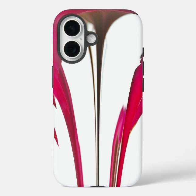Funda iPhone 16 Moda asombrosa rosa rosa roja bajo el cielo blanco (Reverso )