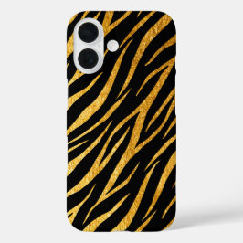 Funda iPhone 16 Moda femenina de lujo negro dorado estilo Zebra im