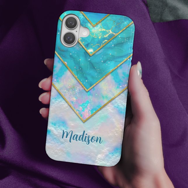 Funda iPhone 16 Moda holográfica azul elegante (Subido por el creador)
