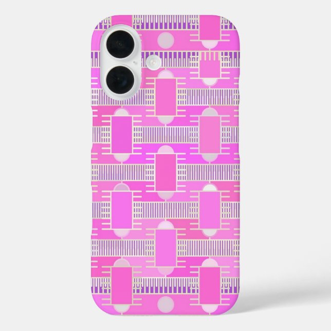 Funda iPhone 16 Moda industrial Art Deco - rosa, malva (Reverso )