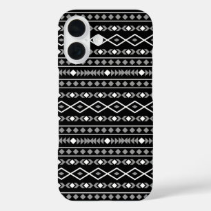 Funda iPhone 16 Modalidades aztecas Patrón negro gris blanco