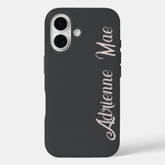 Funda iPhone 16 Modern Baby Pink Blush Script Monogram Name (Reverso )