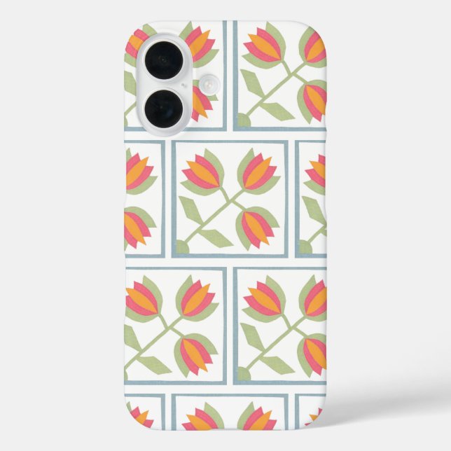 Funda iPhone 16 Modern Decorative Flowers Pattern (Reverso )