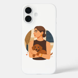 Funda iPhone 16 Modern Dog Mom Aesthetic With Cute Puppy