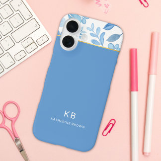 Funda iPhone 16 Modern Elegant Blue Floral Pattern 