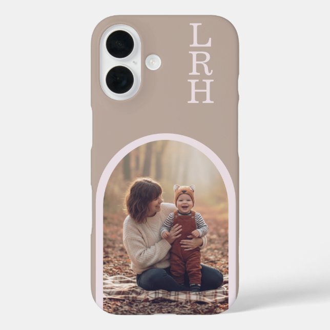 Funda iPhone 16 Modern Minimalist Arch Monogram Photo iPhone  (Reverso )