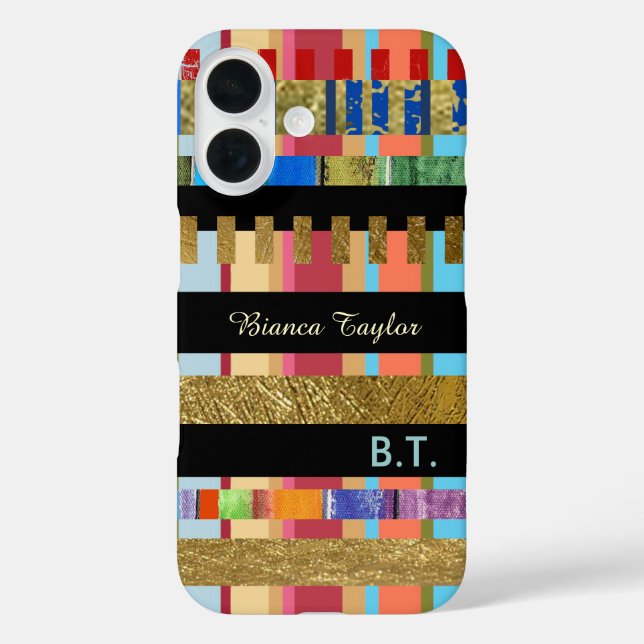 Funda iPhone 16 modern & stylish stripes with custom-name (Reverso )