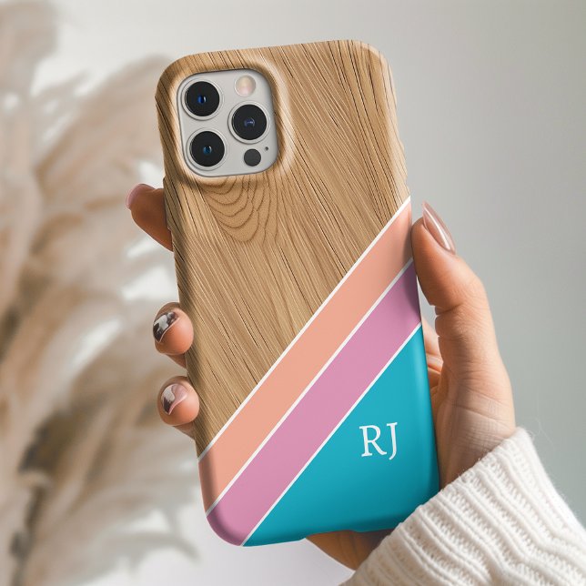 Funda iPhone 16 Modern Wood Personalized Initial iPhone  (Subido por el creador)