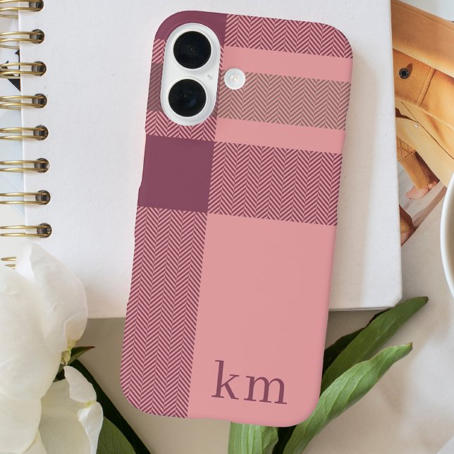 Funda iPhone 16 Moderna Moda monogramada Rosa Girly (Subido por el creador)