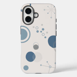 Funda iPhone 16 'Modernidad de mediados de siglo Círculos Azules'