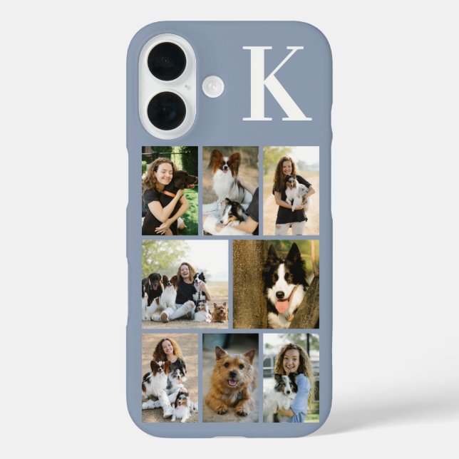 Funda iPhone 16 Moderno 8 Foto Dusty Blue de Mascotas (Reverso )
