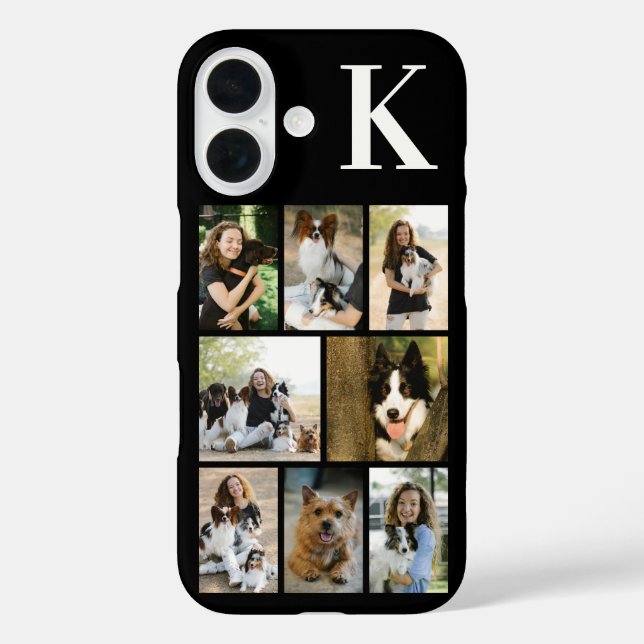 Funda iPhone 16 Moderno 8 Foto Negro de Mascotas (Reverso )