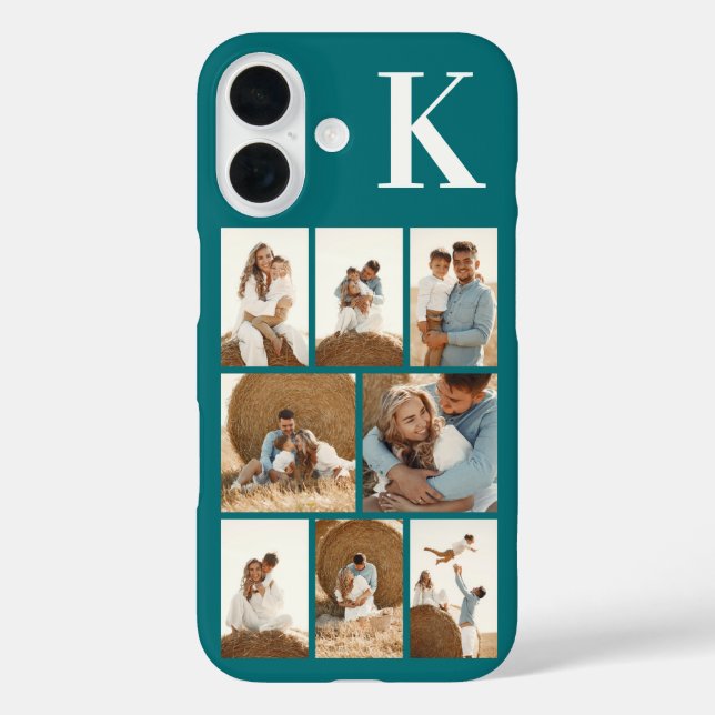 Funda iPhone 16 Moderno 8 Foto Verde Acuario (Reverso )