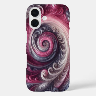 Funda iPhone 16 Moderno abstracto simple con remolinos rosa y púrp