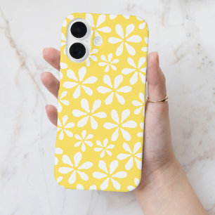 Funda iPhone 16 Moderno Estilo Amarillo Chic Floral Patrón de Flor