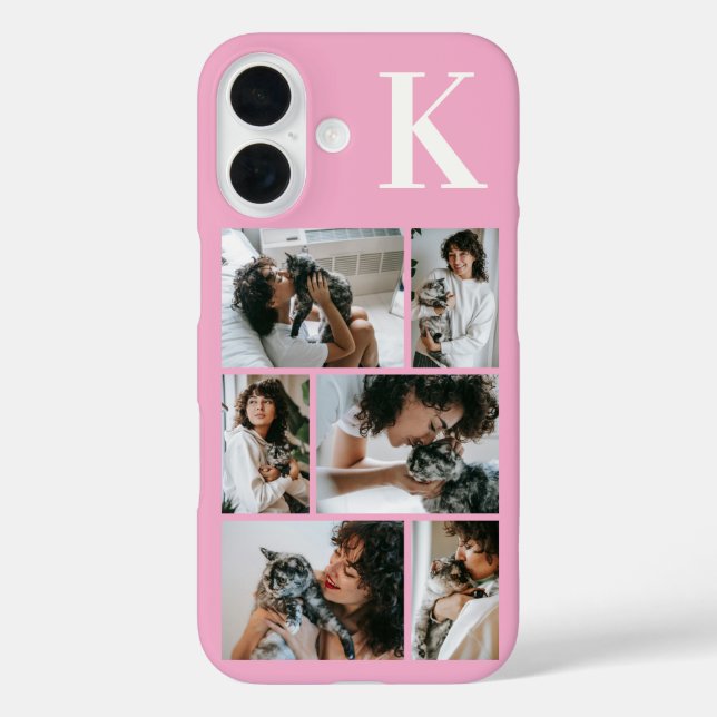 Funda iPhone 16 Moderno Foto Rosa 6 Mascotas (Reverso )