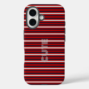 Funda iPhone 16 Moderno monogramado a rayas