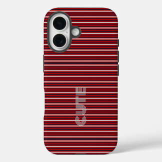 Funda iPhone 16 Moderno monogramado a rayas
