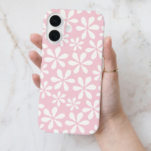 Funda iPhone 16 Moderno Patrón Floral Chic Rosa Femenino