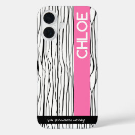 Funda iPhone 16 Moderno rosa y negro personalizado