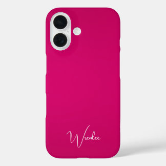 Funda iPhone 16 Moderno y elegante rosa brillante monogramado