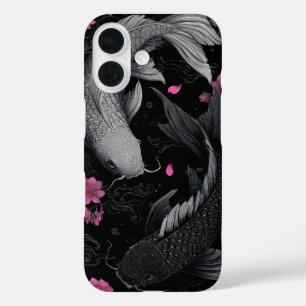 Funda iPhone 16 Modo oscuro de peces Koi japoneses