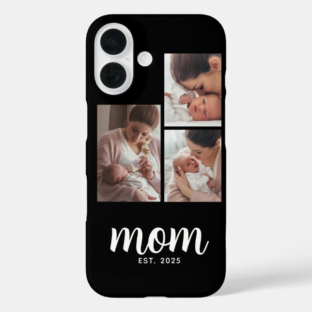 Funda iPhone 16 Mom Established Modern Script Black 3 Photo (Reverso )