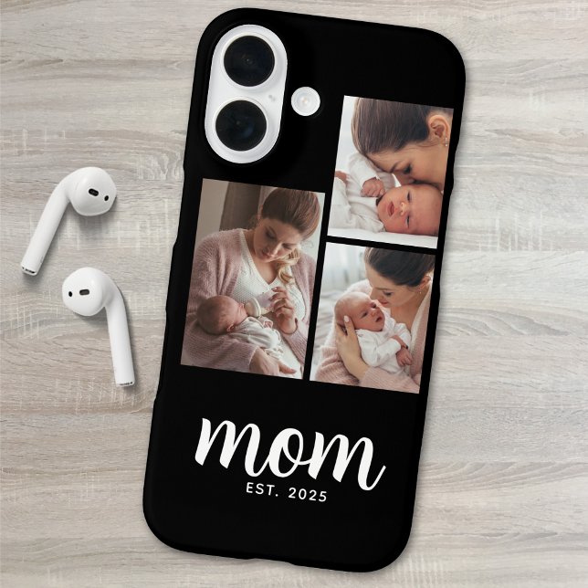 Funda iPhone 16 Mom Established Modern Script Black 3 Photo (Subido por el creador)
