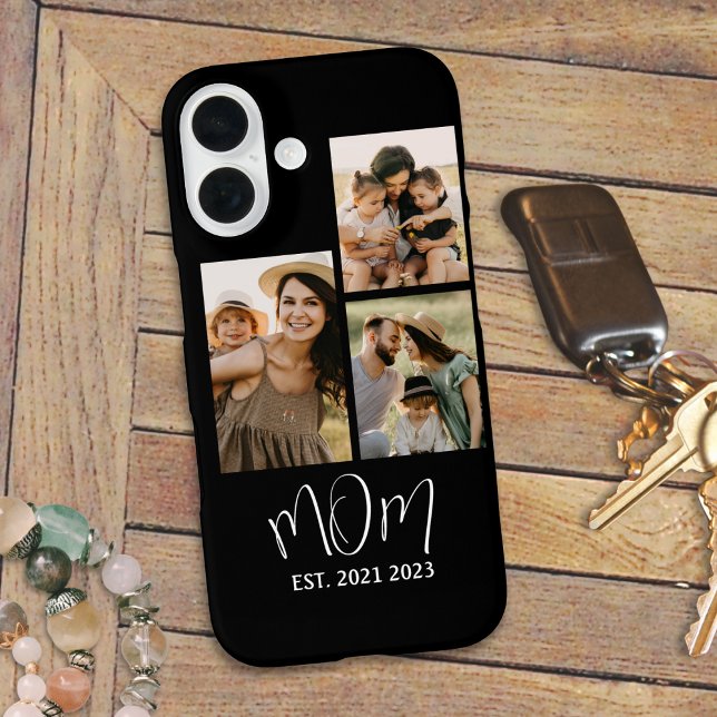 Funda iPhone 16 Mom Established Modern Script Black 3 Photo (Subido por el creador)