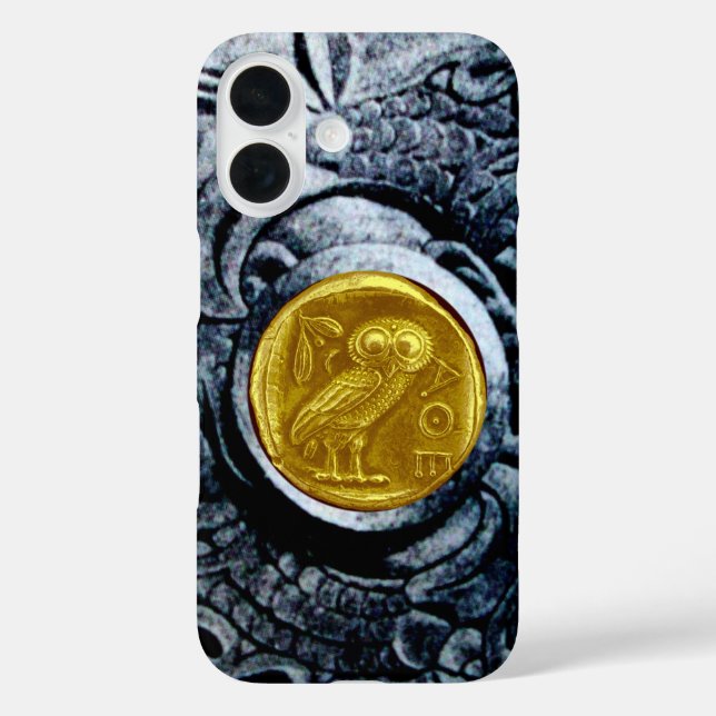 FUNDA iPhone 16 MONEDA DE ORO ANTIGUO OWL CON GRIFFONS DE PLATA (Reverso )