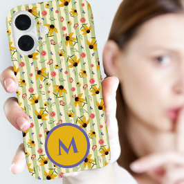 Funda iPhone 16 Monogram Coneflower Butterfly Floral Patterned