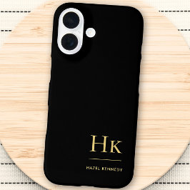 Funda iPhone 16 Monograma Black Gold Profesional Elegante
