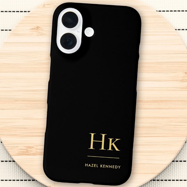 Funda iPhone 16 Monograma Black Gold Profesional Elegante (Subido por el creador)
