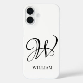 Funda iPhone 16 Monograma blanco elegante personalizado inicial