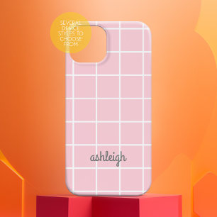 Funda iPhone 16 Monograma blanco retro blanda rosado y retro