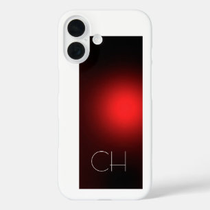 Funda iPhone 16 Monograma blanco rojo simple simple reemplazo senc