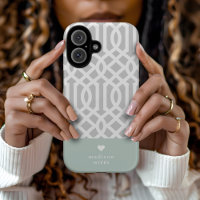 Monograma cardíaco de Mint y Gray Trellis
