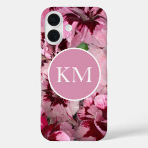 Funda iPhone 16 Monograma Carnación rosa Enero Flor de cumpleaños