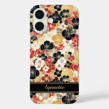 Monograma con patrón floral dorado japonés