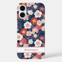Monograma con patrón floral rosa japonés