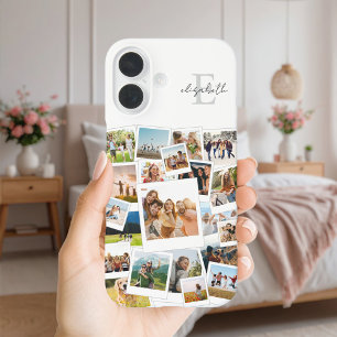 Funda iPhone 16 Monograma de Collage de fotos moderno