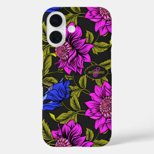 Funda iPhone 16 Monograma de diseño floral elegante y moderno