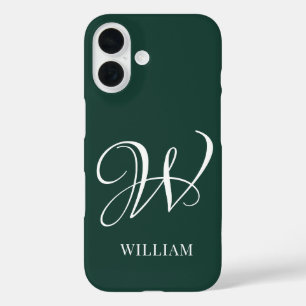 Funda iPhone 16 Monograma de Esmeralda Personalizado Inicial