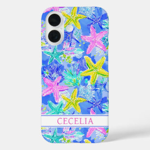 Funda iPhone 16 Monograma de Estrella de Mar Acuarela