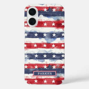 Funda iPhone 16 Monograma de Estrellas y Franjas