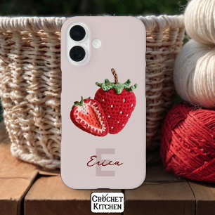 Funda iPhone 16 Monograma de fresa de crujiente de Moda de abeja r