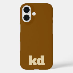 Funda iPhone 16 monograma de iniciales marrón y beige
