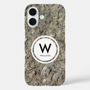 Funda iPhone 16 Monograma de la caliza de Hash Fossil