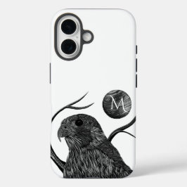 Funda iPhone 16 Monograma de la luna llena del halcón