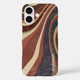 Funda iPhone 16 Monograma de línea retro elegante moderna